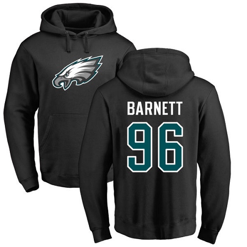 Men Philadelphia Eagles #96 Derek Barnett Black Name and Number Logo NFL Pullover Hoodie Sweatshirts->philadelphia eagles->NFL Jersey